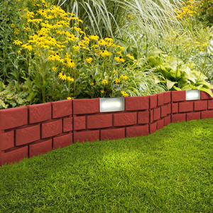 LED beleuchtete Solar Beeteinfassung Steinoptik 180 x 29cm Braun