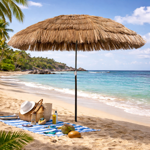 Hawaii Sonnenschirm Strandschirm Gartenschirm rund 1,6m Braun