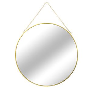 Wandspiegel H�ngespiegel Spiegel Badspiegel rund Gold mit Kette 30cm