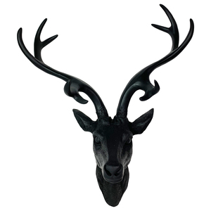 Hirschgeweih Hirschkopf Geweih 10-Ender Schwarz 14x16x30cm