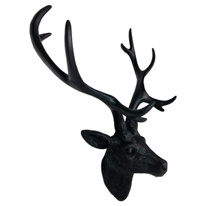 XXL Hirschgeweih Hirschkopf Geweih 10-Ender Schwarz 48x32x61cm