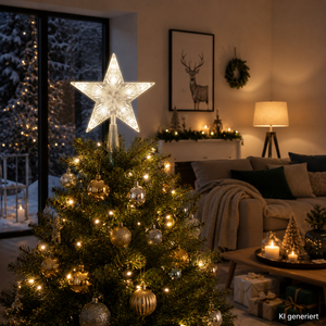 LED Baumspitze Stern Weihnachtsbaumspitze 10 LEDs Kabel transparent