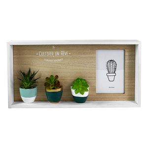 Bilderrahmen f�r 1 Foto mit 3 x Kaktus Wei�/Natur f�r 10x15cm Foto