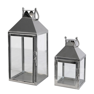 2er Luxus Edelstahl -Laternen Gartenlaternen Set 24/40 cm