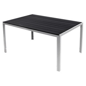 Alu Nonwood Gartentisch Esstisch Outdoortisch Silber/Schwarz 150x90cm