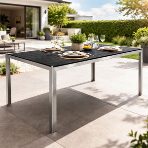 Alu Nonwood Gartentisch Esstisch Outdoortisch Silber/Schwarz 150x90cm