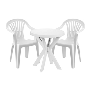 Sitzgarnitur Bistrogarnitur 3-teilig Kunststoff Wei�