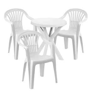 Sitzgarnitur Bistrogarnitur 4-teilig Kunststoff Wei�