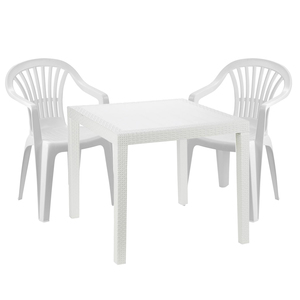 Sitzgarnitur Bistrogarnitur 3-teilig Kunststoff Wei�