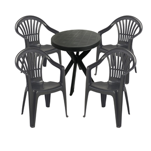 5-teilige Sitzgarnitur Bistrogarnitur Gartengarnitur rund Anthrazit