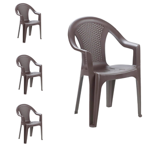 4er Set Gartenst�hle Stapelstuhl Kunststoff stapelbar Rattan-Optik Mokka