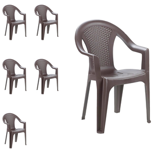 6er Set Gartenst�hle Stapelstuhl Kunststoff stapelbar Rattan-Optik Mokka