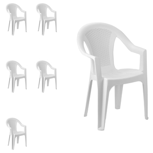 6er Set Gartenst�hle Stapelstuhl Bistrostuhl stapelbar Kunststoff Rattan-Optik Wei�