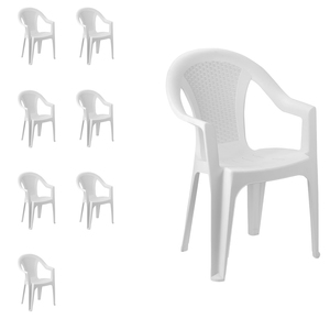 8er Set Gartenst�hle Stapelstuhl Bistrostuhl stapelbar Kunststoff Rattan-Optik Wei�