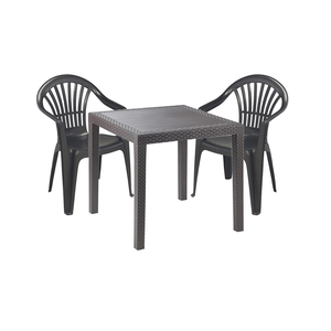 Sitzgarnitur Bistrogarnitur 3-teilig Kunststoff Anthrazit
