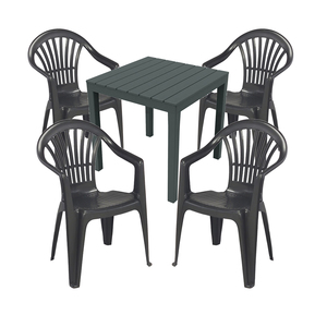 Sitzgarnitur Balkonm�bel Bistrogarnitur 5-teilig Anthrazit Holzoptik