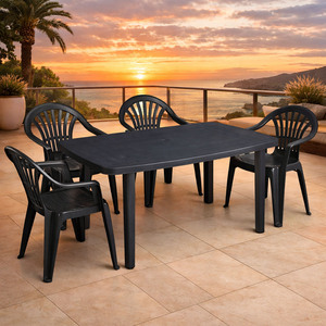 Sitzgarnitur Gartengarnitur 5-teilig Kunststoff Anthrazit