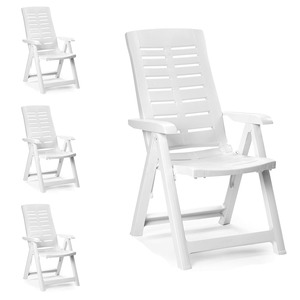 4 St�ck Kunststoff Gartenstuhl Klappst�hle Wei� 5-Positionen