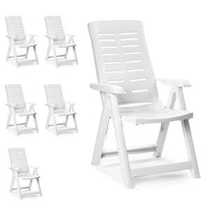 6 St�ck Kunststoff Gartenstuhl Klappst�hle wei�5-Positionen