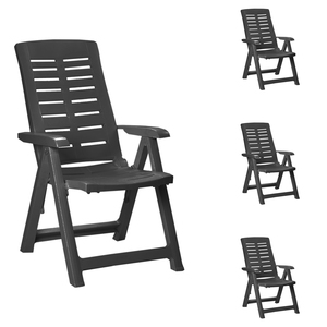 4 St�ck Kunststoff Gartenstuhl Klappst�hle Anthrazit 5-Positionen