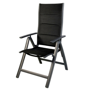 Garten Comfort Klappstuhl Aluminium gepolstert Anthrazit/Schwarz