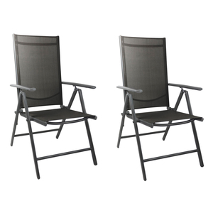 2 St�ck Gartenstuhl Klappstuhl Aluminium - Textilen Anthrazit / Anthrazit
