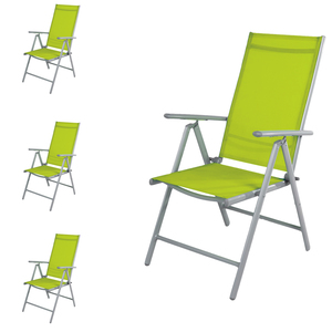 4 St�ck Gartenstuhl Klappstuhl Aluminium - Textilen Silbergrau/Limegr�n