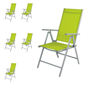 6 St�ck Gartenstuhl Klappstuhl Aluminium - Textilen Silbergrau/Limegr�n