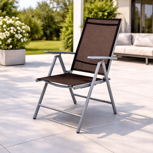 2er Set Garten Klappstuhl Aluminium - Textilen Silbergrau/Schokobraun