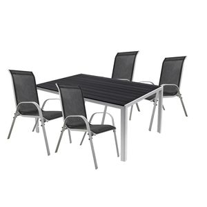 5tlg Alu Gartenm�bel Gartengarnitur 150x90cm Stapelstuhl Textilen