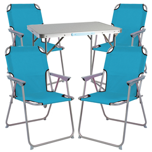5-teiliges Campingm�bel Set Alu L80xB60xH68cm Petrol