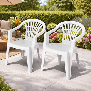 2er Stapelstuhl Bistrostuhl Gartenstuhl MOJAWO ALTEA Wei� Kunststoff 
