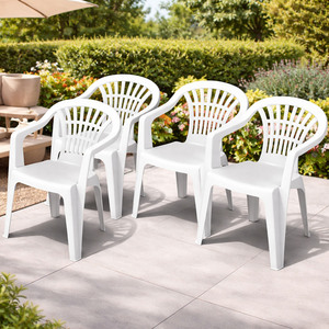 4er Stapelstuhl Bistrostuhl Gartenstuhl MOJAWO ALTEA Wei� Kunststoff 