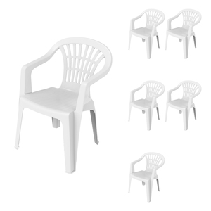 6er Stapelstuhl Bistrostuhl Gartenstuhl MOJAWO ALTEA Wei� Kunststoff 