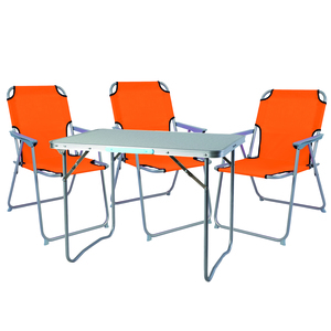 4-teiliges Campingm�bel Set Alu L80xB60xH68cm Orange