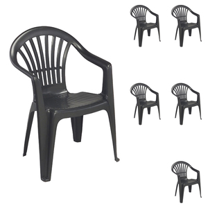 6er Stapelstuhl Bistrostuhl Gartenstuhl MOJAWO Anthrazit Kunststoff 