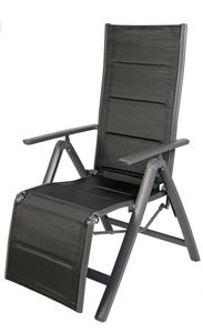 Luxus Gartensessel Relaxsessel Aluminium gepolstert Anthrazit/Schwarz