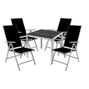 Gartengarnitur Sitzgarnitur 5-teilig 90x90cm Aluminium / NON WOOD