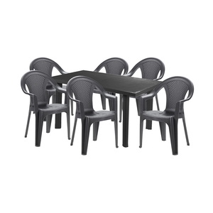 Sitzgarnitur Gartengarnitur Gartenm�bel Kunststoff 7-teilig anthrazit