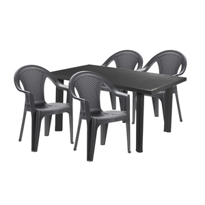 Sitzgarnitur Gartengarnitur Gartenm�bel Kunststoff 5-teilig anthrazit