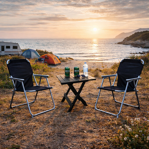 3tlg Camping Outdoorm�bel Klapptisch Campingstuhl Klappstuhl schwarz