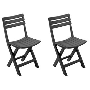 2x Gartenstuhl Klappstuhl Campingstuhl Kunststoff Anthrazit Wetterfest