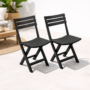 2x Gartenstuhl Klappstuhl Campingstuhl Kunststoff Anthrazit Wetterfest