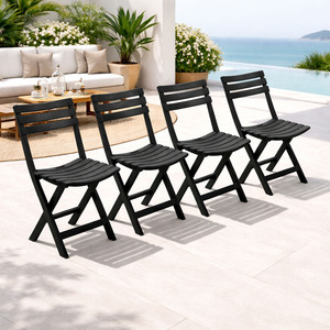 4x Gartenstuhl Klappstuhl Campingstuhl Kunststoff Anthrazit Wetterfest