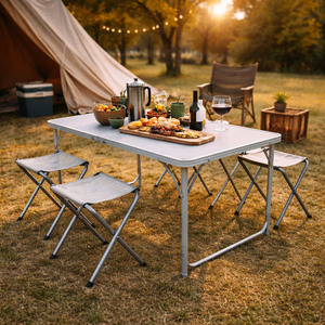5er Alu Campingm�bel Set Outdoor Camping Tisch + 4 Klapphocker 