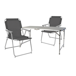 3-teiliges Campingm�bel Set Alu 120x60x58/70cm Anthrazit