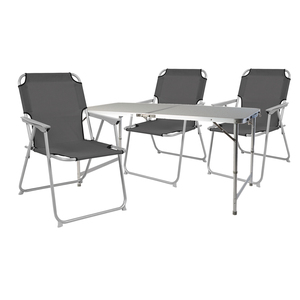 4-teiliges Campingm�bel Set Alu 120x60x58/70cm Anthrazit