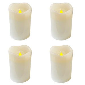 4 Stck LED Wachs Kerzen Set wei 12,5cm x 7,5cm mit Timerfunktioon