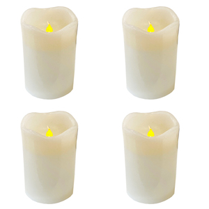 4 Stck LED Wachs Kerzen Set wei 12,5cm x 7,5cm mit Timerfunktioon