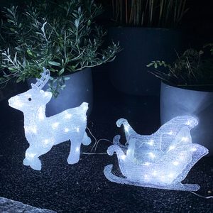 Acryl Rentier Schlitten 80 LED Weihnachtsbeleuchtung Auenbeleuchtung